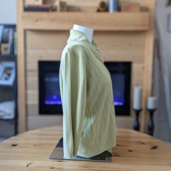 Alia Petite green knit half cowl collar long sleeve sweater size PM/M - Picture 7 of 9